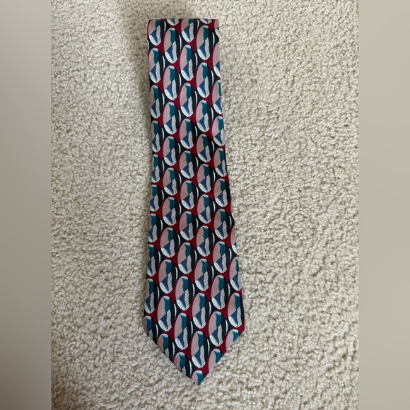 Halston Multicolor Geometric Silk Tie - Picture 1 of 5